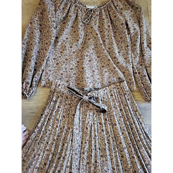 Vintage 70s Chessa Davis Skirt Set Prarie Brown Medium - Picture 3 of 12